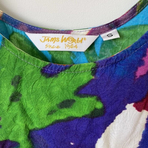 Jams World Hattie Dress Tiered Ruffle Hem Floral Tropical Size: S - Picture 4 of 5